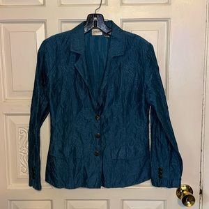 Chico’s Turquoise Blue Button Down Embroidered Silk Size 0